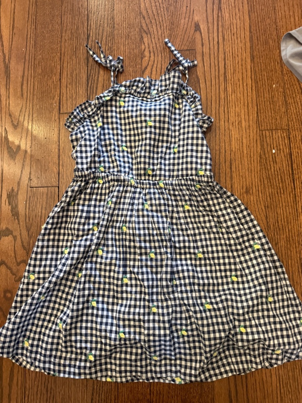 Crewcuts black Gingham Dress with Lemon Embroidery